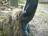 GUy fucks wooden hole before his girlfriend
