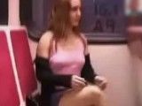 Flashing her pussy on the train