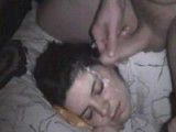 Sleeping wife gets a nasty unwanted facial