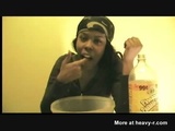 Ebony Girl Puking In Bowl - Vomit Videos