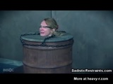 Painful Face Whipping Barrel Girl - Restraint Videos