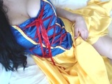  Beautiful Snow White toys her pussy 