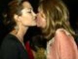 Angelina Jolie tongue kisses a woman